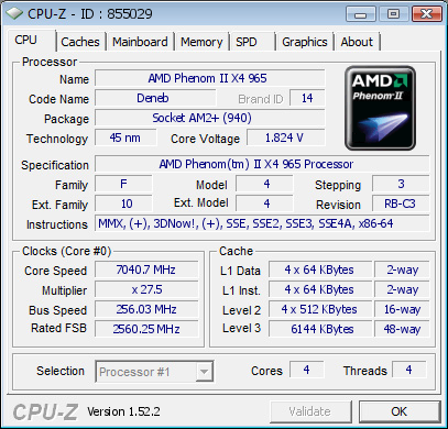 Russian Dragon C3 Version: Phenom II X4 965 (C3) разогнан до рекордных 7,04 ГГц