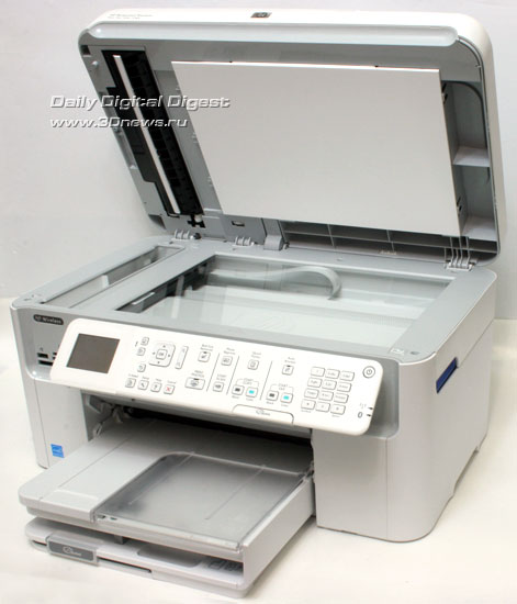 HP Photosmart Premium c309a. Вид общий. Открыта крышка модуля сканера