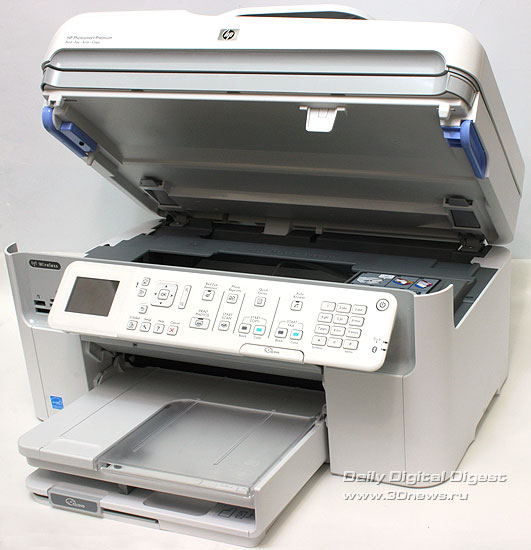 HP Photosmart Premium c309a. Вид общий. Поднят модуль сканера