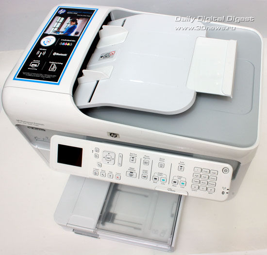 HP Photosmart Premium c309a. Вид сверху с установленным раскрытым держателем автоподатчика