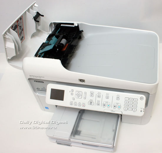 HP Photosmart Premium c309a. Вид сверху. Открыта крышка модуля автоподатчика
