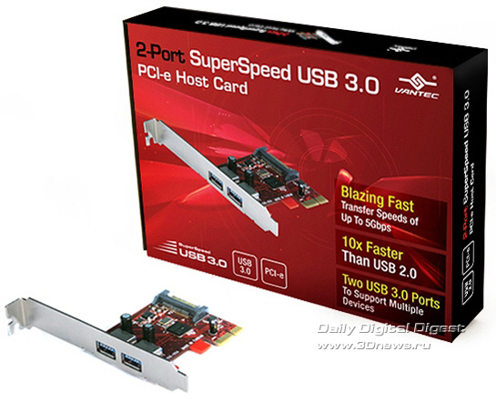 Vantec 2-Port SuperSpeed USB 3.0 PCI Express x1 Host Card