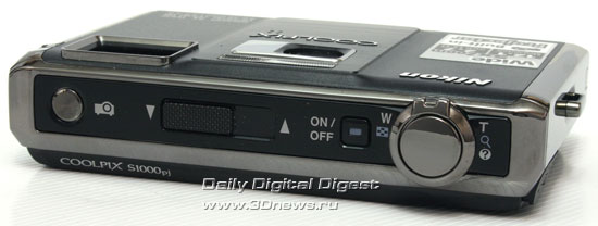 Nikon Coolpix S1000PJ. Вид сверху