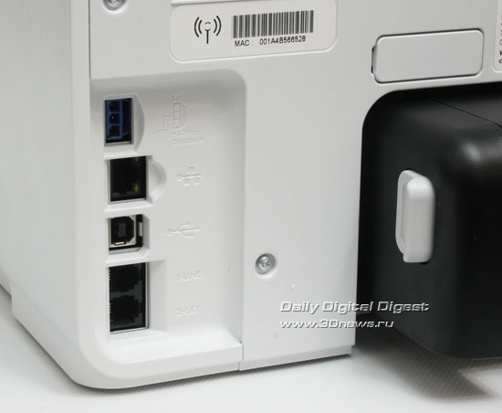 HP Officejet Pro 8500 Wireless (a909g). Разъемы подключения
коммуникационных кабелей и питания