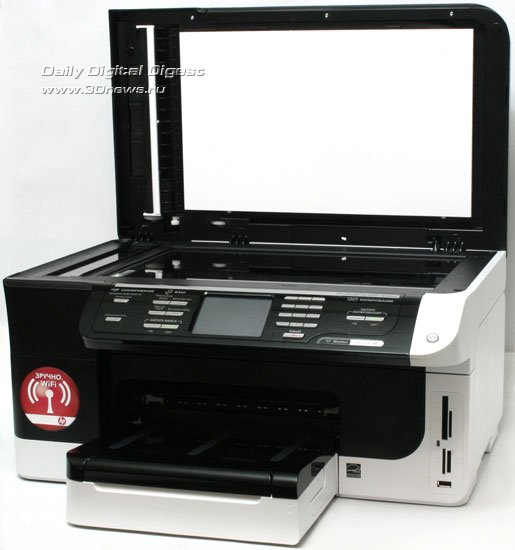 HP Officejet Pro 8500 Wireless (a909g). Вид общий с открытой
крышкой сканера