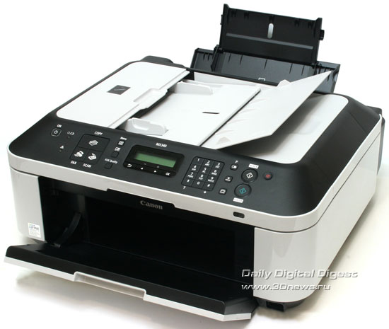 Canon PIXMA MX340. Вид общий с открытыми лотками