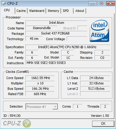 Atom N450 EM64T