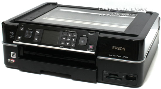 Epson Stylus Photo TX710W. Вид общий со снятой крышкой сканера
