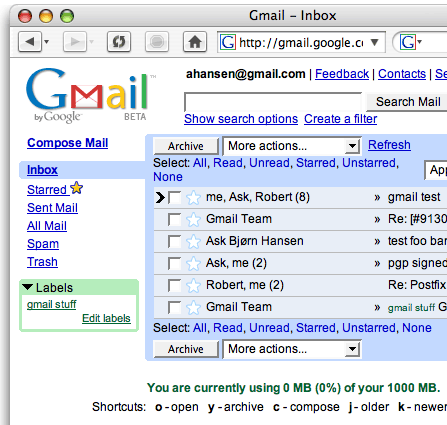 Веб-интерфейс Gmail