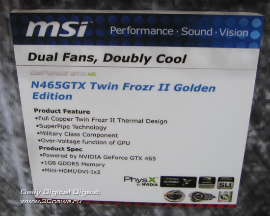 MSI N465GTX Twin Frozr II Golden Edition