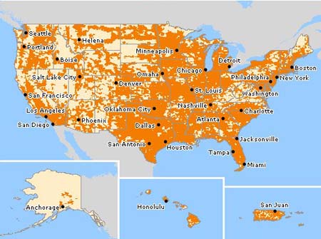 Покрытие AT&T в США