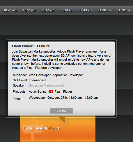 Flash Player 3D Future в плане мероприятий Adobe MAX 2010