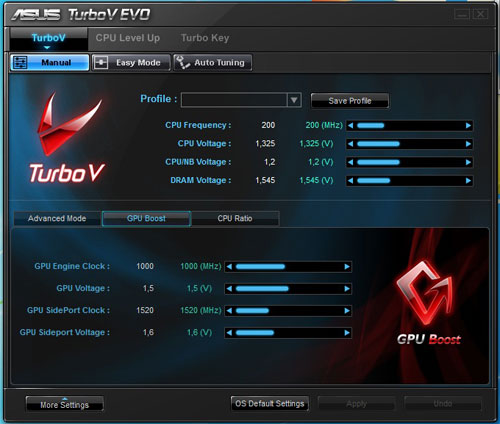 ASUS M4A88TD-V EVO/USB3 ������ TurboV GPU