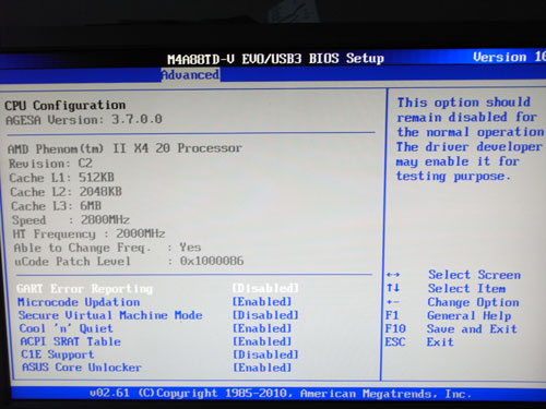 ASUS M4A88TD-V EVO/USB3 CPU