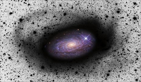 Характерные звездные потоки вокруг спиральной галактики