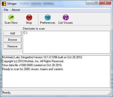 McAfee AVERT Stinger 10.2.0.689: поиск вирусов Tratata1690