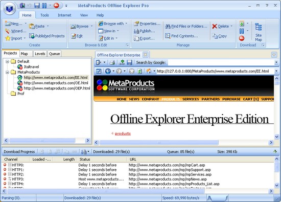 Offline Explorer 5.9 SR3: загрузка сайтов на ПК OP-01