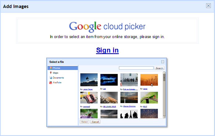 Google Cloud Picker