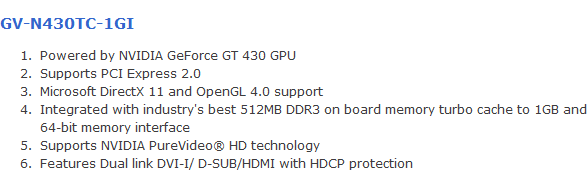 Gigabyte GeForce GT 430 Turbo Cache: ����� � 2004 ��� 
