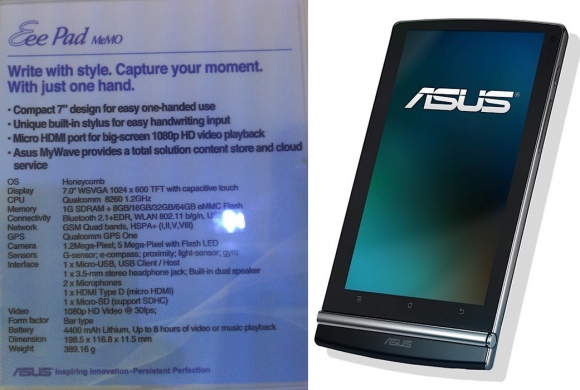 asus eee pad memo honeycomb 580x390 7 дюймовый планшет Eee Pad MeMO от ASUS
