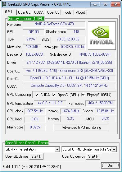 Утилита GPU Caps Viewer 1.11.1