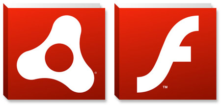 Логотипы Adobe Flash и Adobe Air