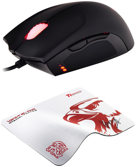Tt eSPORTS SAPHIRA Gaming Mouse and White-Ra Limited Edition Mouse Pad