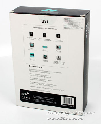 Inch U7i — коробка — вид спереди и сзади