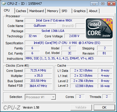 Gulftown �� �������: Core i7-990X EE@7125 ���