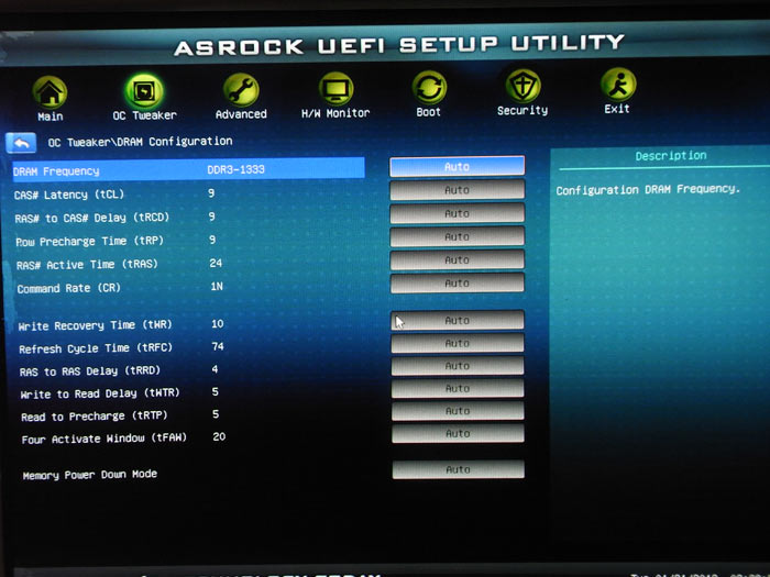 ASRock Z68M-ITX/HT настройки памяти 1