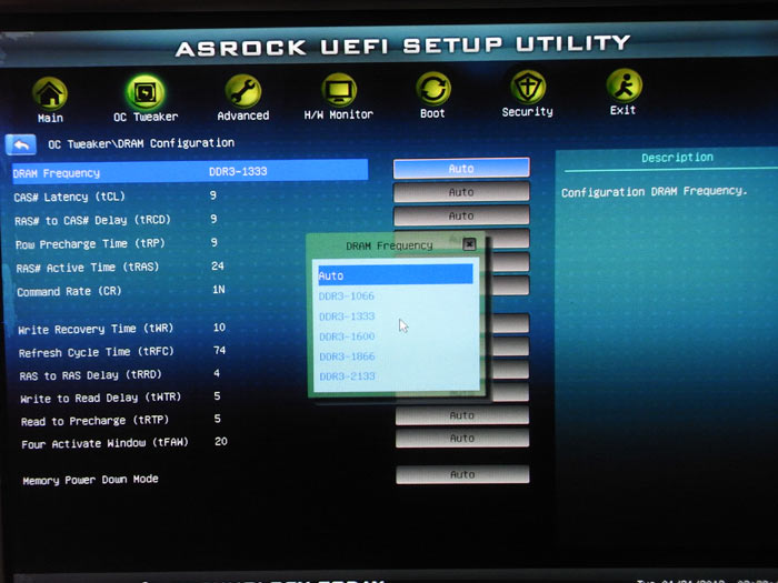 ASRock Z68M-ITX/HT частота памяти