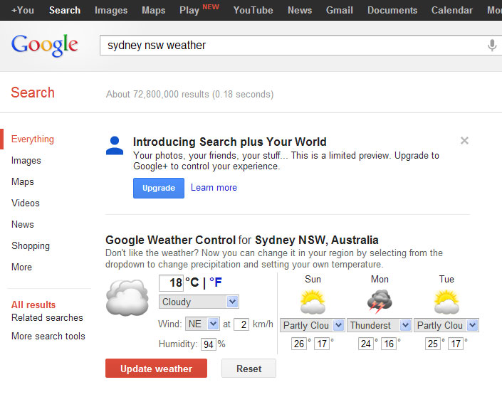 Google Weather Control