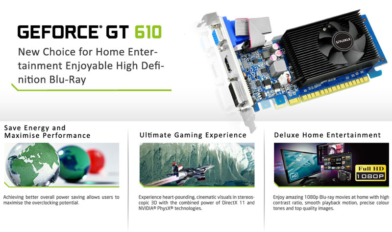 SPARKLE GeForce GT 610 1G D3 / GeForce GT 610 2G D3