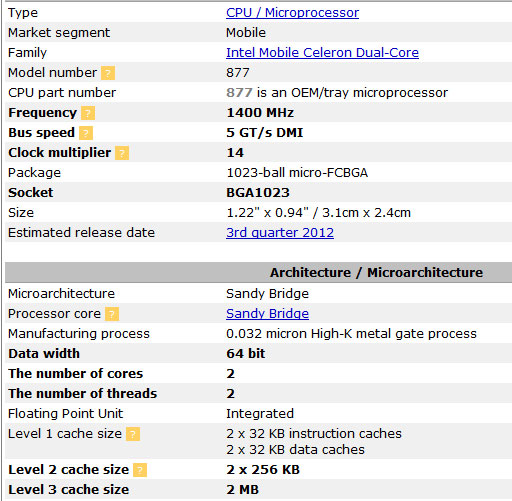 ��������� ��������� Celeron 877 ������ � ������� ��������