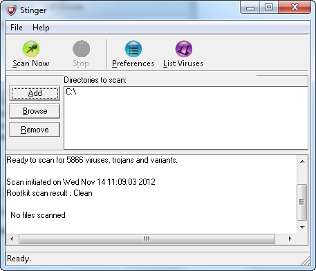 McAfee AVERT Stinger 10.2.0.927: поиск вирусов Capture1486