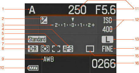 Цифровая зеркальная камера Sony DSLR-A100. Монитор