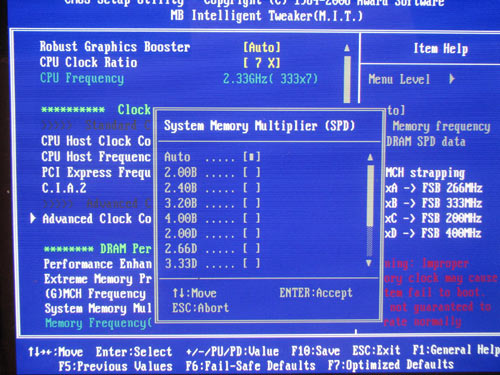  Gigabyte EP45-UD3R частота памяти 1 