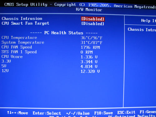MSI P7NGM, системный мониторинг