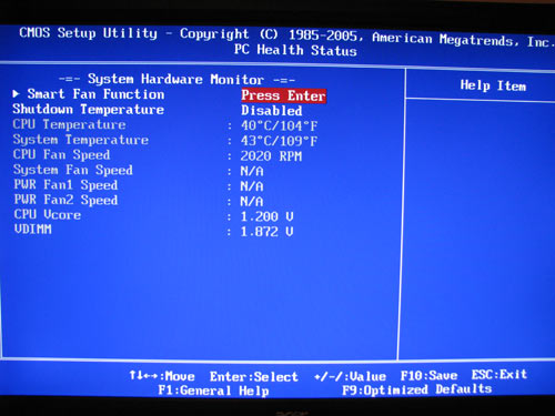 ECS A780GM-A Ultra системный мониторинг