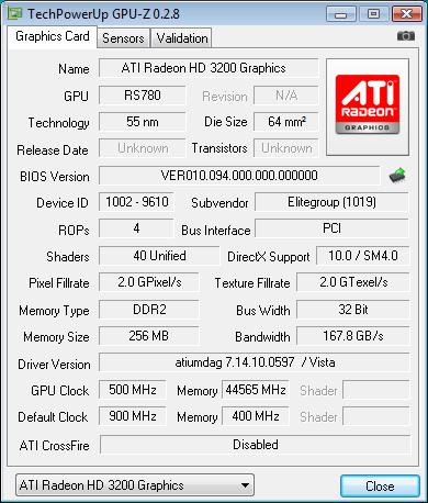 ECS A780GM-A Ultra разгон GPU