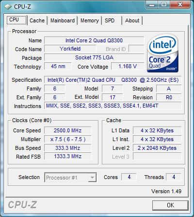 Intel Q8300 CPU-Z