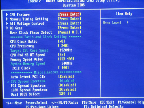 Foxconn Destroyer функции разгона 1