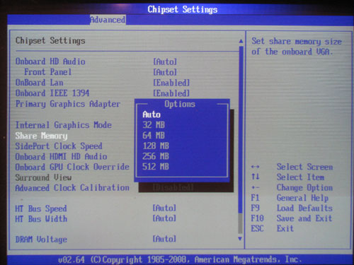 ASRock M3A790GXH/128M GPU MemSize