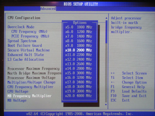 ASRock M3A790GXH/128M множитель NB