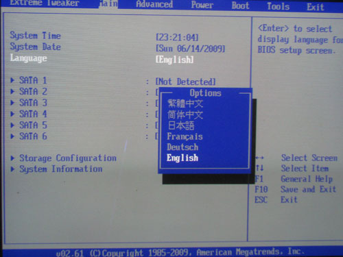 ASUS Maximus II Gene выбор языка
