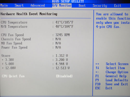 ASRock M3A780GXH/128M системный мониторинг