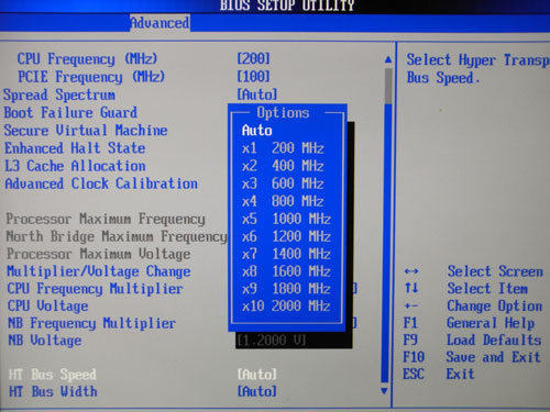 ASRock M3A780GXH/128M множитель HT