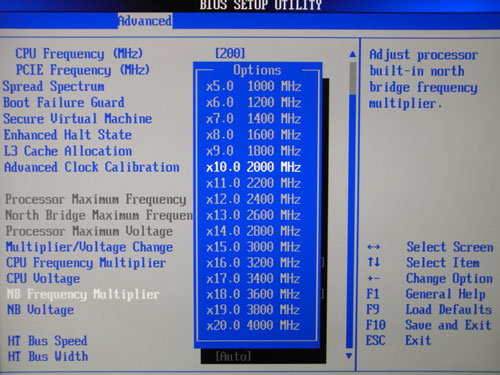 ASRock M3A780GXH/128M множитель NB