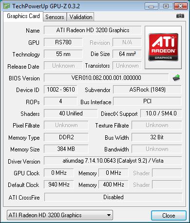  ASRock A780GMH/128M разгон GPU 