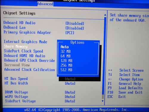ASRock A780GMH/128M GPU MemSize